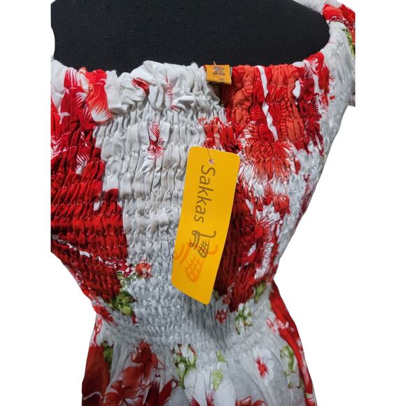 Sakkas Nur Smock Elastic Cocktail Midi Off Shoulder Floral Dress - Size OS, NWT - Picture 3 of 10